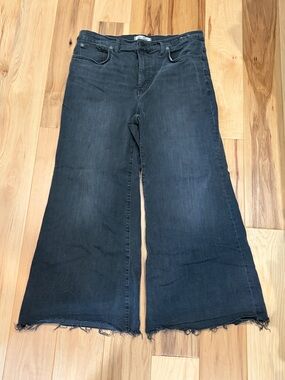 Madewell Wide Leg Cropped Flare Black Jeans